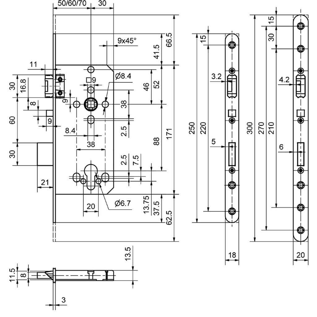 Einstemmschloss 12400 SV PE