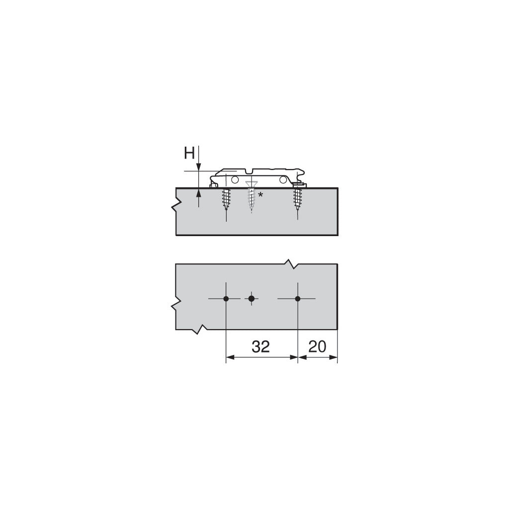 Clip top Excenter Montageplatte gerade