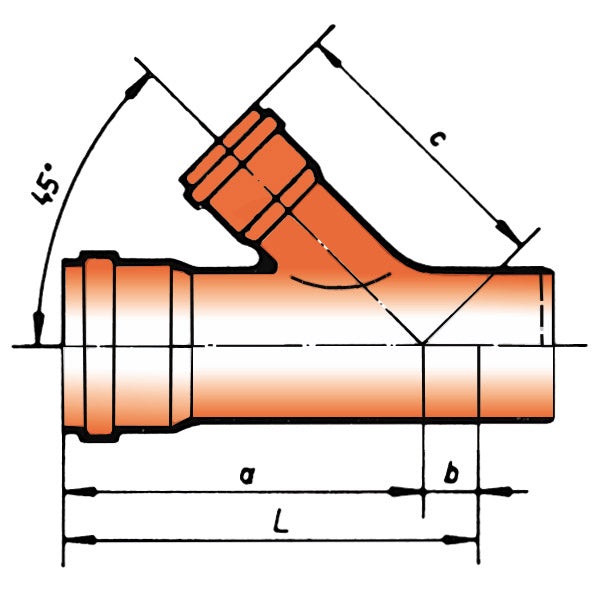 Single branch 45° KGEA