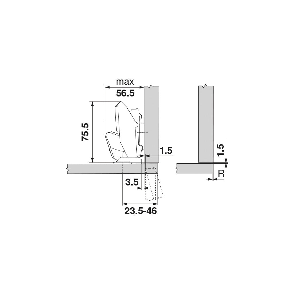 Cerniera CLIP top BLUMOTION per ante sottili 110°