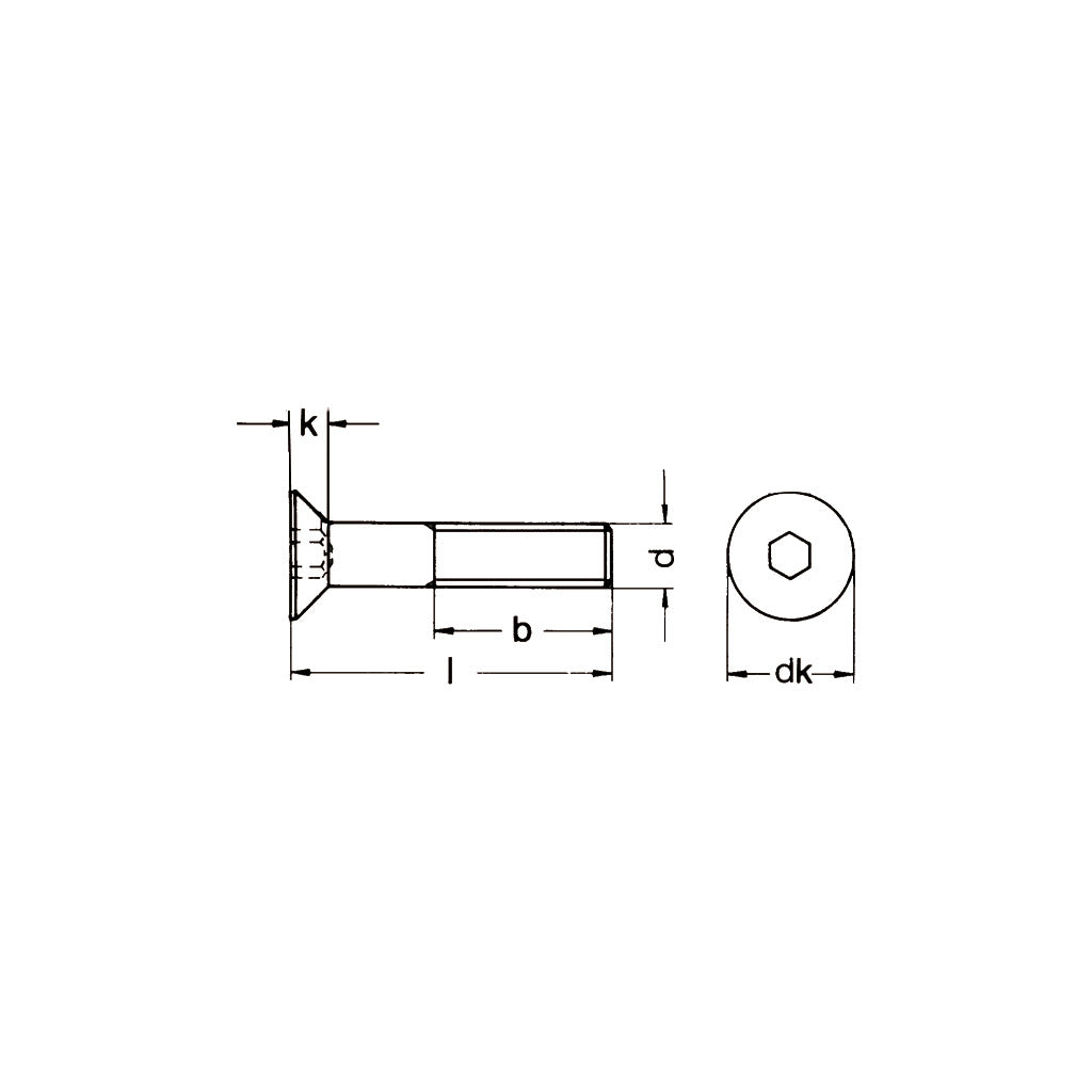 ISO10642 countersunk screws with hexagon socket 10.9 black zinc plated