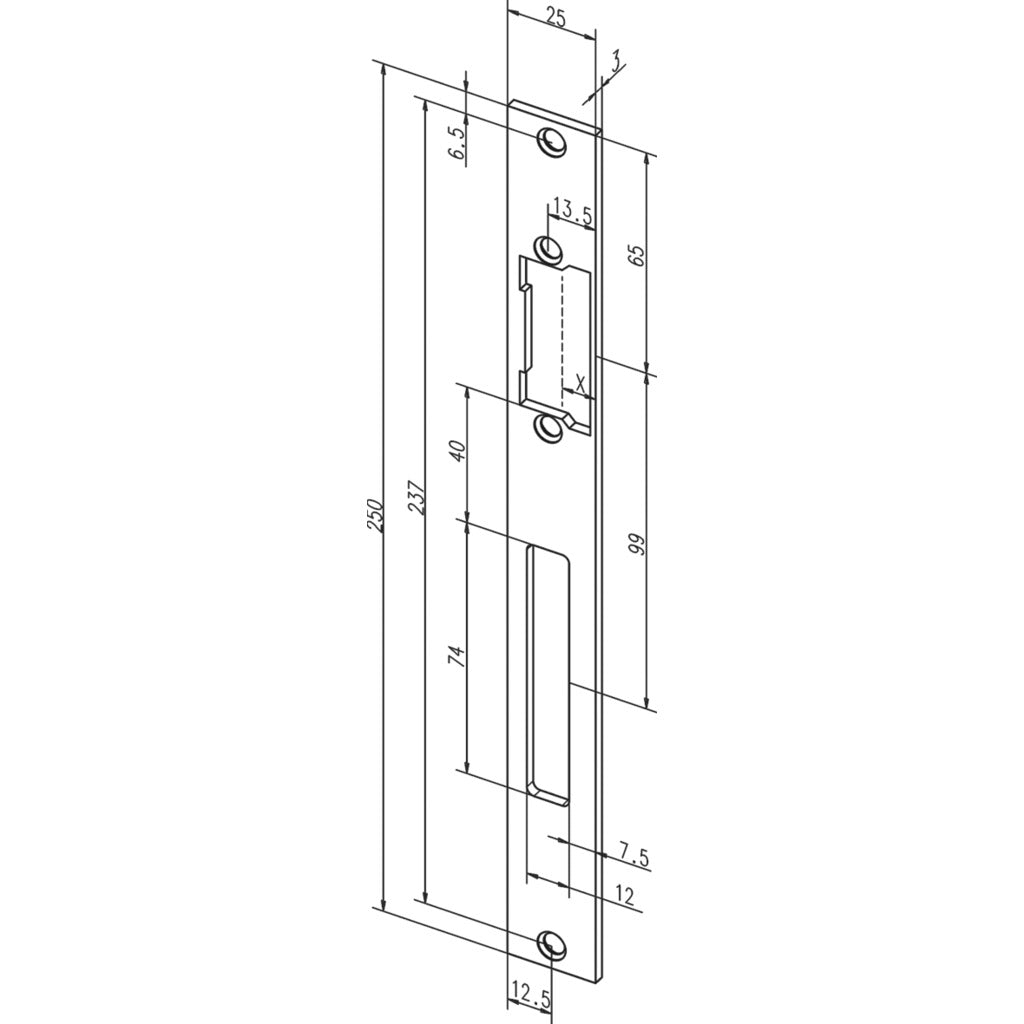 Flat strike plate