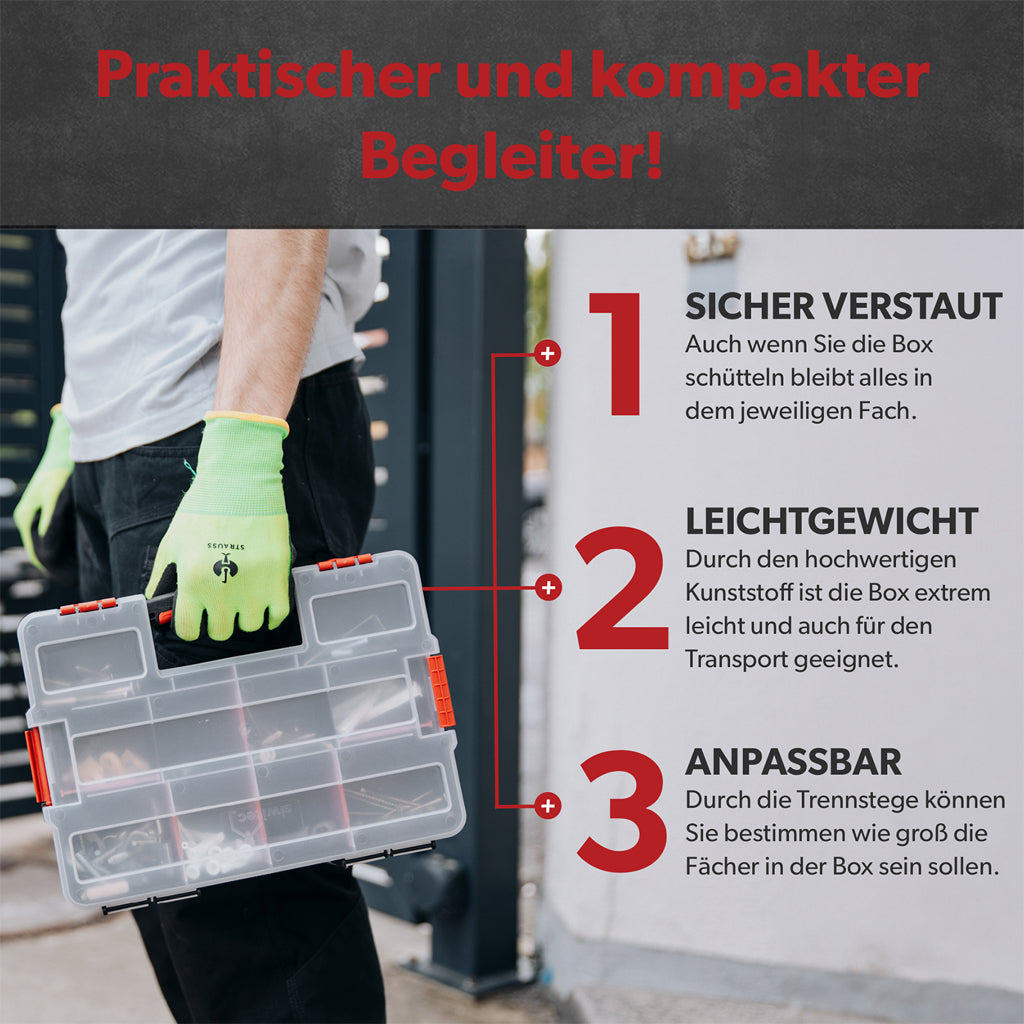 Siwitec Sortimentsbox / 10 Fächer und 6 Trennstege