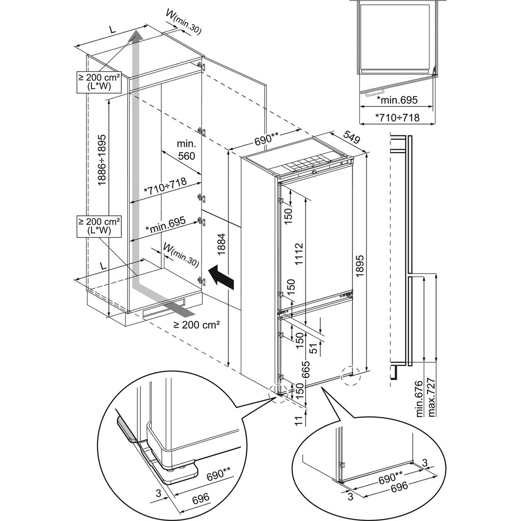 Einbau-Kühl-Gefrierkombination 7000 EK7E75S1