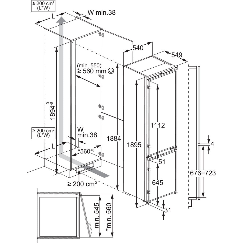 Einbau-Kühl-Gefrierkombination 7000 EK7D19S1