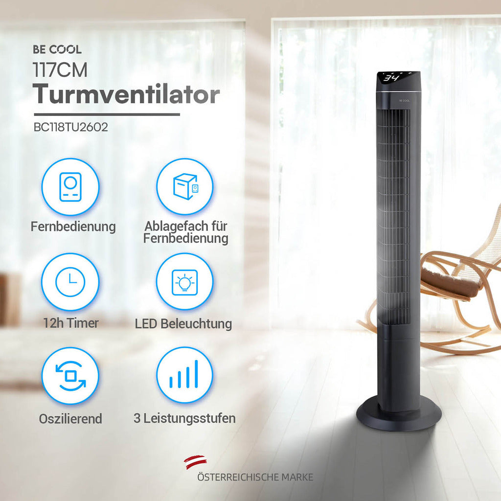 BE COOL Turmventilator mit Fernbedienung