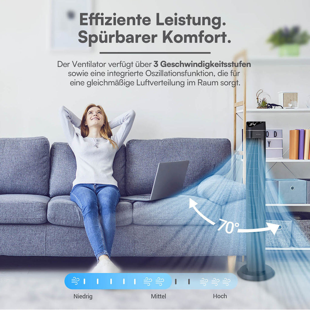 BE COOL Turmventilator mit Fernbedienung