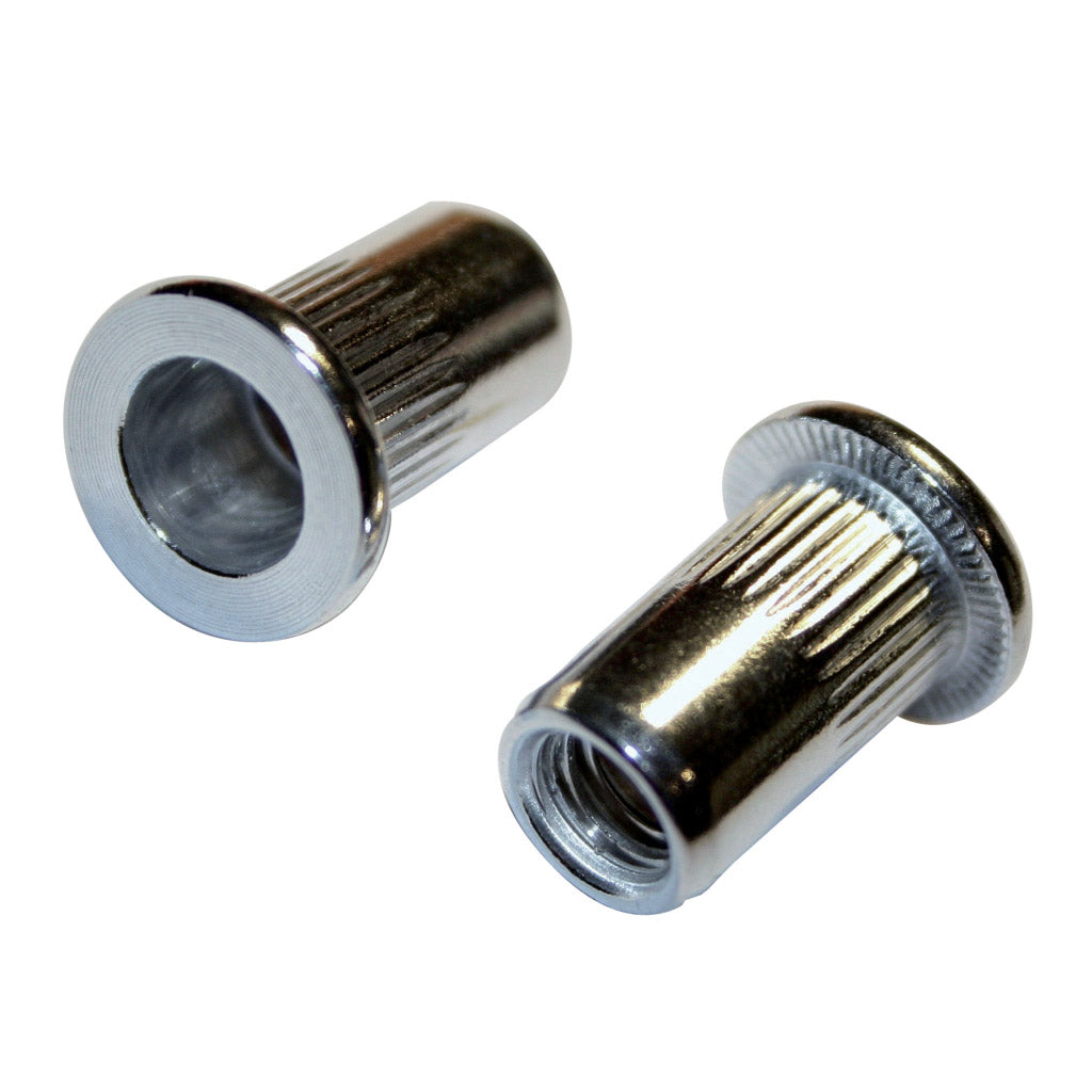 Blind rivet nut flat head knurled aluminum