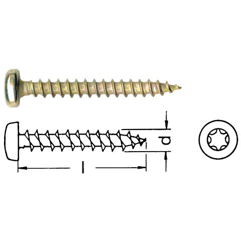 Vite per truciolare testa cilindrica con testa Torx zincata