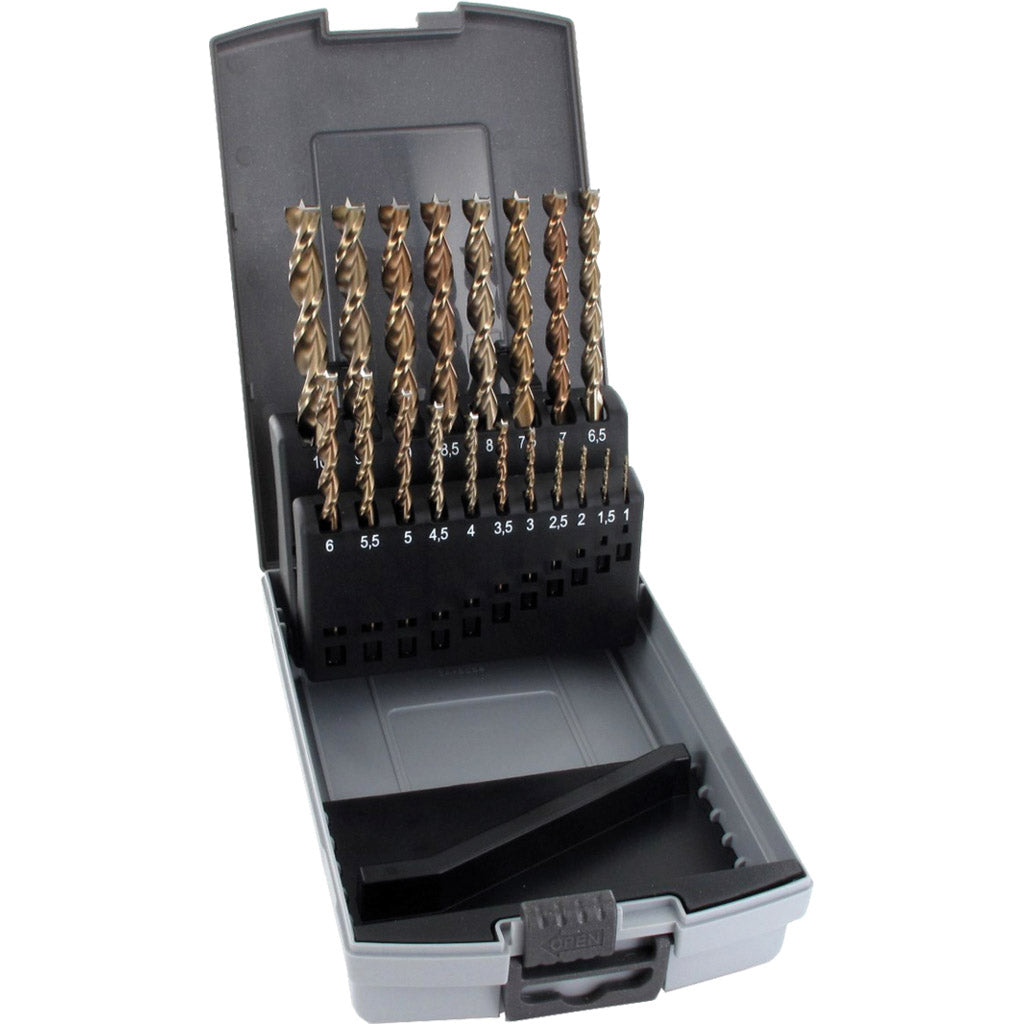 Set di punte elicoidali per legno HSS-G da 19 pezzi