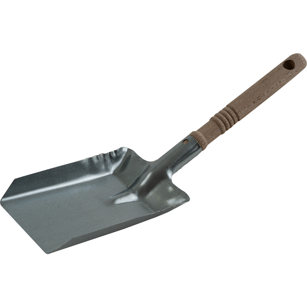 Galvanized coal shovel with wooden handle