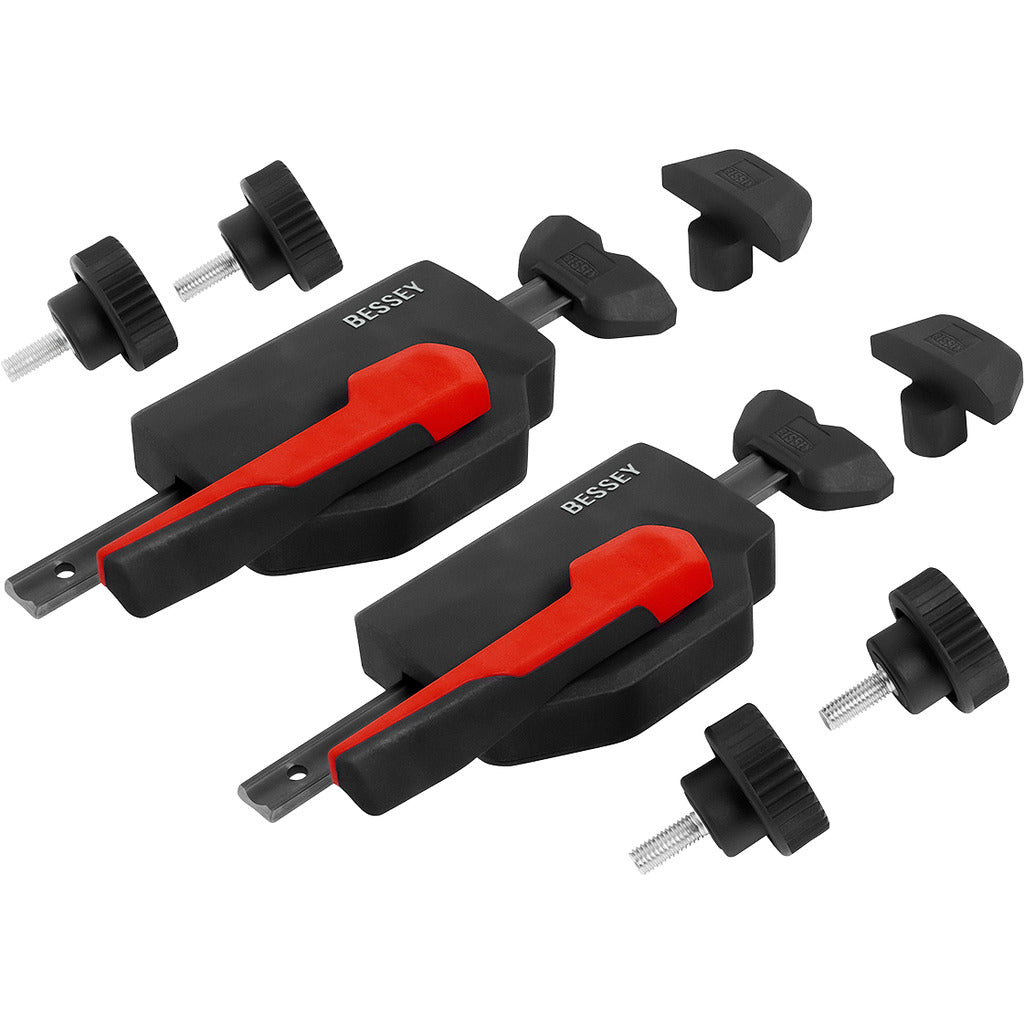 Horizontal pull-down clamp for multifunctional tables