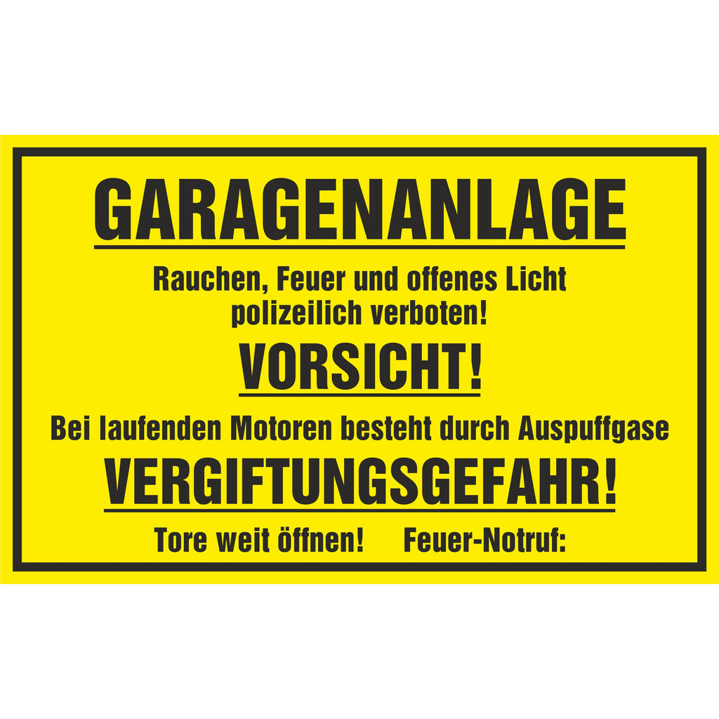 Hinweisschild - Garagenanlage