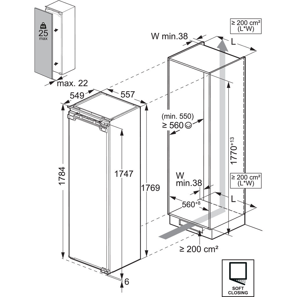 Einbau-Kühlschrank 6000 mit Gefrierfach ES6D18C