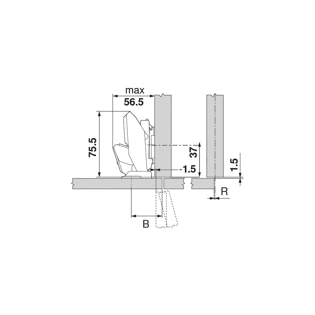 Cerniera CLIP top BLUMOTION per ante sottili 110°