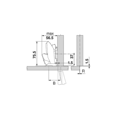 CLIP top BLUMOTION hinge for thin doors 110°