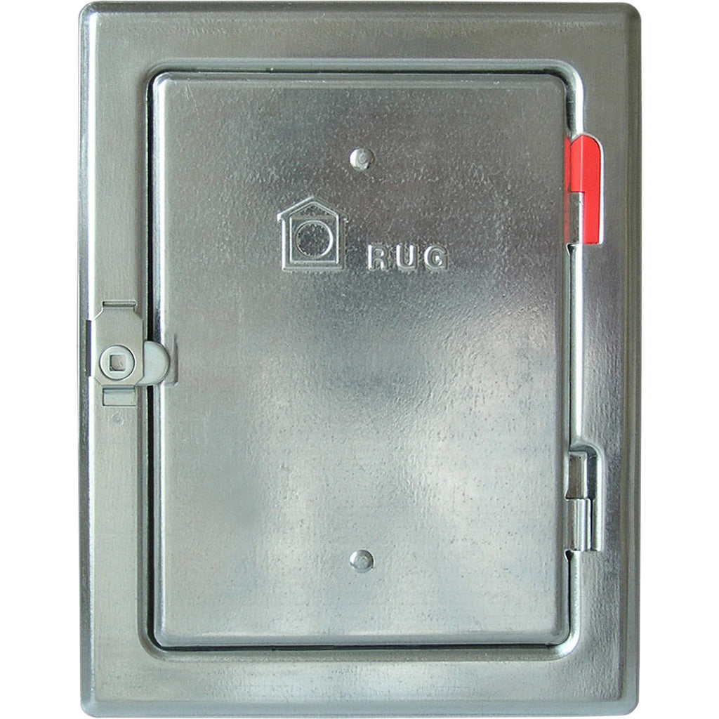 Gas-tight fireplace door with square lock