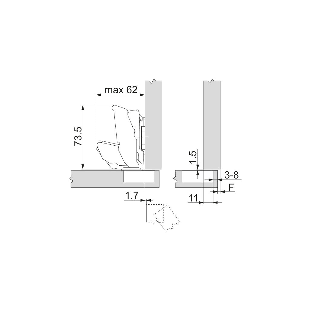 CLIP top Blumotion Scharnier 125°