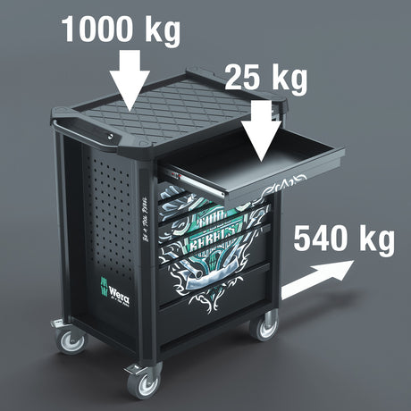 Workshop trolley 1 9700 Tool Rebel / 7 drawers / 78 pieces