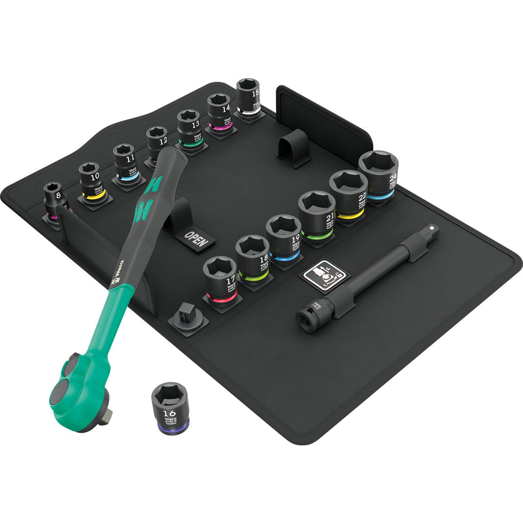 Zyklop Comfort ratchet set 8100 SB 12 / 16-piece / reversible lever, 3/8", metric