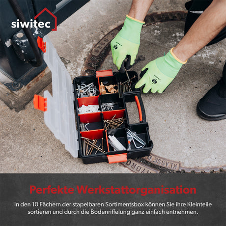Siwitec Sortimentsbox / 10 Fächer und 6 Trennstege