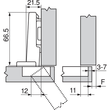 CLIP top Standardscharnier 110°, Eckanschlag