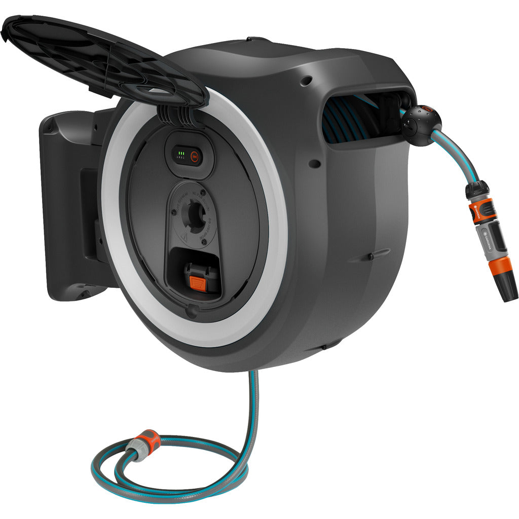 Avvolgitubo a parete per batteria Gardena PowerRoll XXL / Set pronto all'uso
