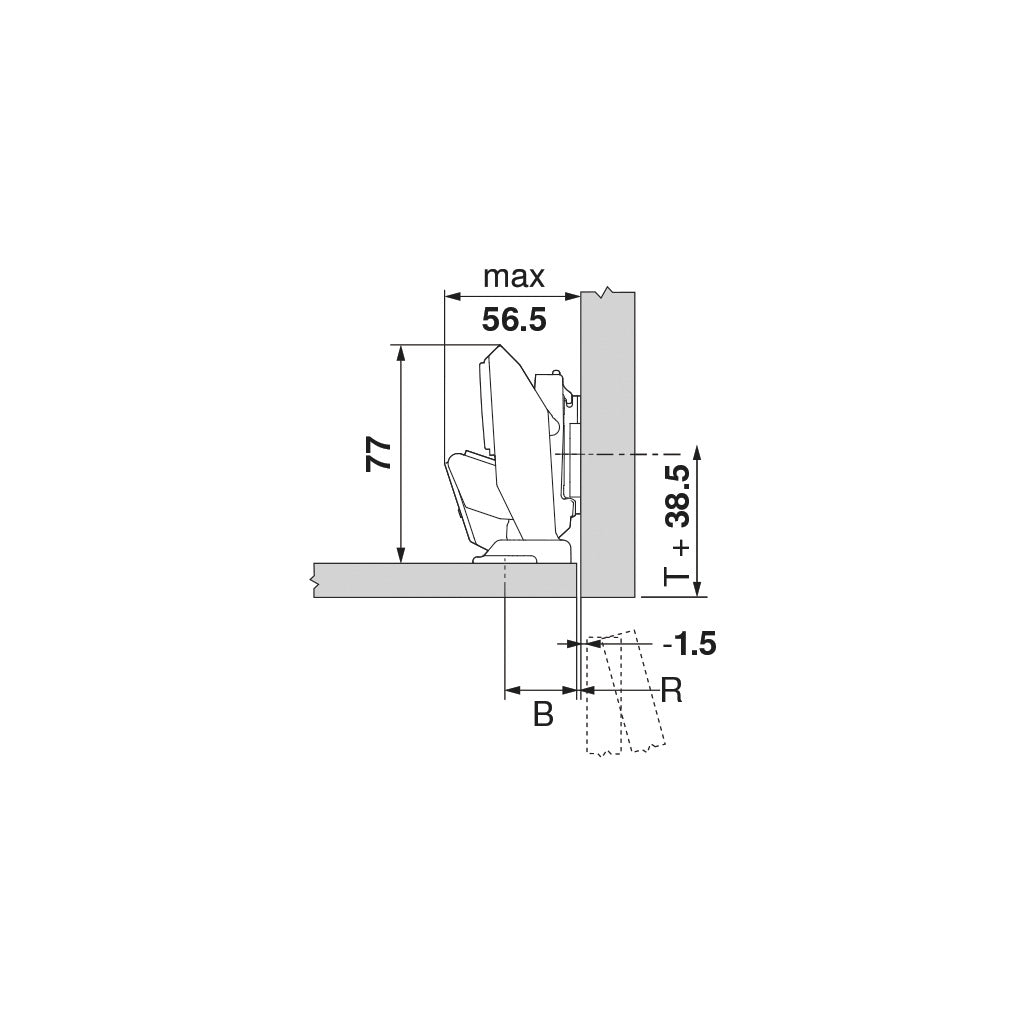 Cerniera CLIP top BLUMOTION per ante sottili 110°
