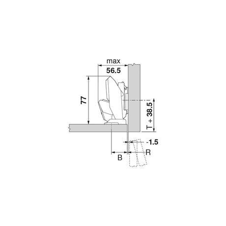 CLIP top BLUMOTION hinge for thin doors 110°