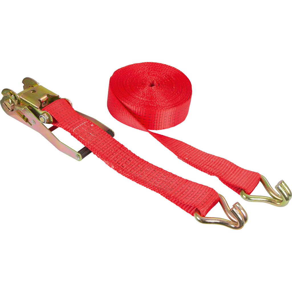 Ratschenzurrgurt mit Spitzhaken rot / 2-teilig