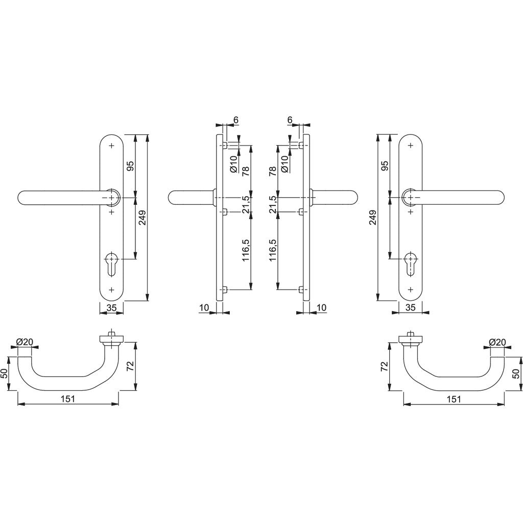 Set maniglia porta PZ RD-E138 GF