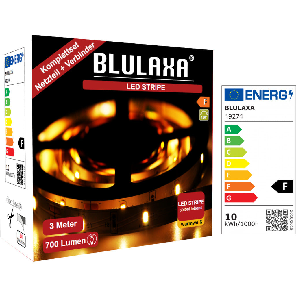 Striscia LED / bianco caldo / set di strisce