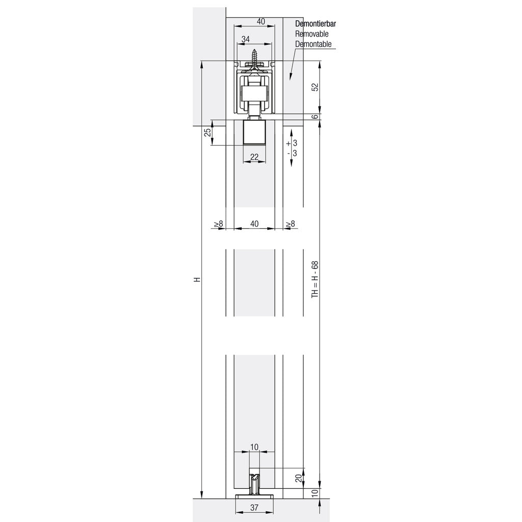 Schiebetürbeschlag Junior 100 B Pocket