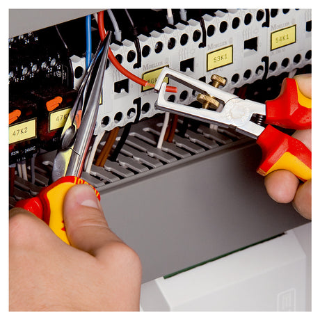 Pinza spelafili Knipex VDE con molla di apertura, universale