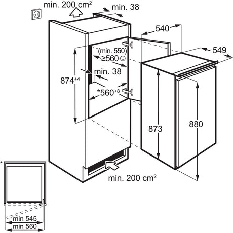 Einbau-Kühlschrank ohne Gefrierfach KRB2AE88S