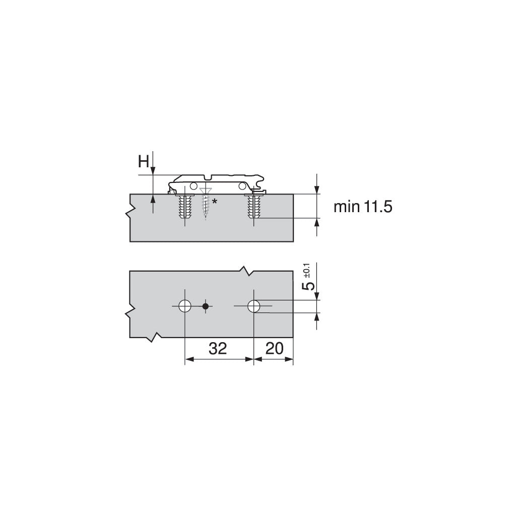 Clip top Excenter Montageplatte gerade