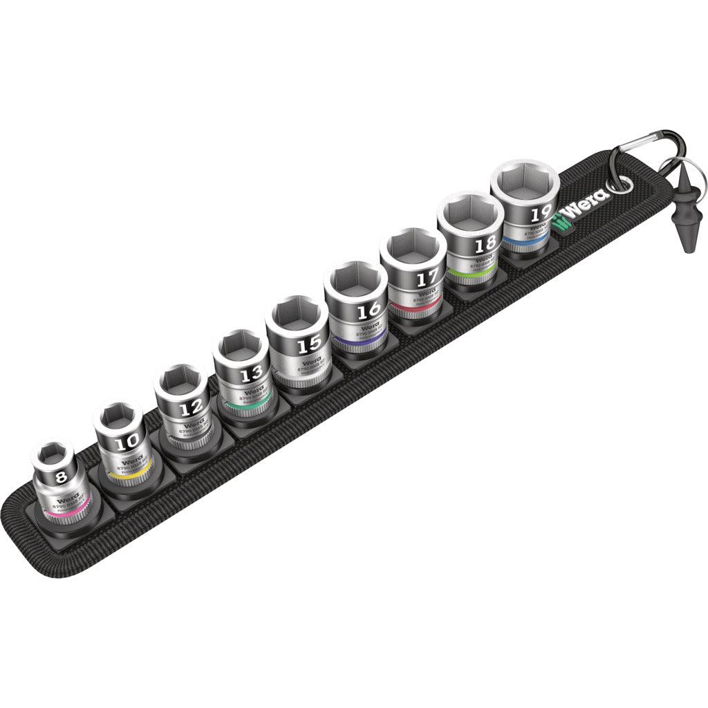 Zyklop socket set Belt B 1 / 10-piece / holding function, 3/8"