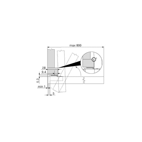 Compact furniture hinge 107°