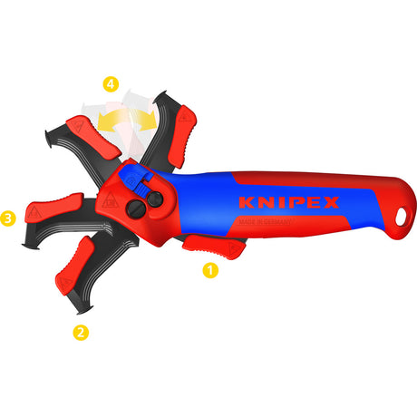 Coltello spelafili Knipex con pattino scorrevole e funzione a cricchetto