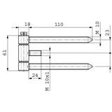 Steel frame hinge 40H-18-064 (T30) (3.5200.21)