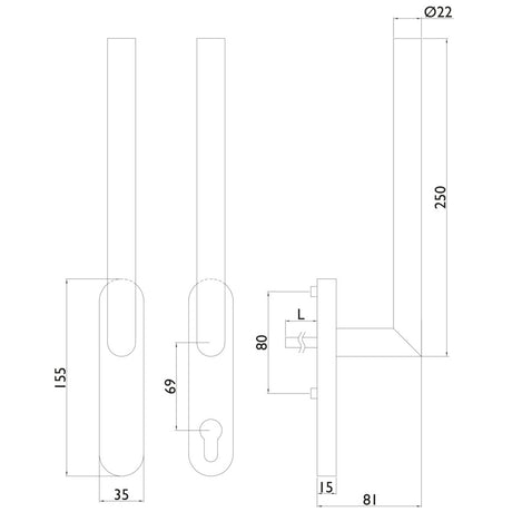 Hebe-Schiebetürgriffe HSG 1010 Gehrung