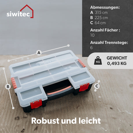 Siwitec Sortimentsbox / 10 Fächer und 6 Trennstege