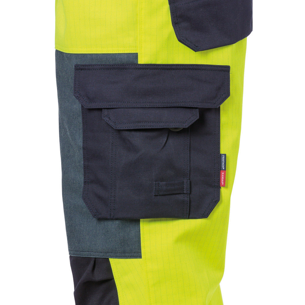 Flame High Vis Dungarees Class 2 1585 FLAM