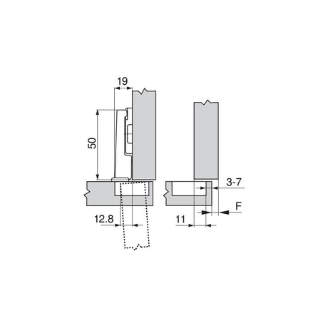MODUL Scharnier 95°, Kühlschrank-Schlepptürscharnier