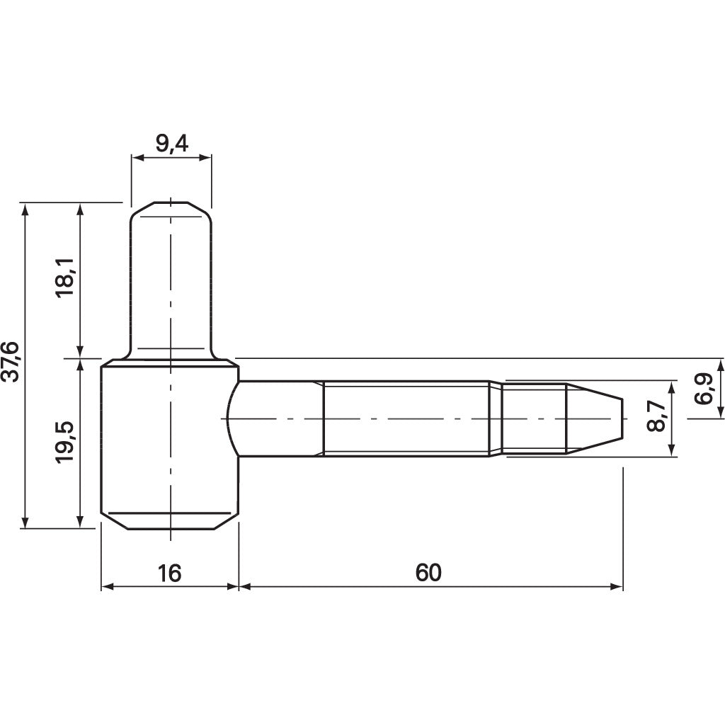 Lower door hinge part 30-16-M04 (1.1610)