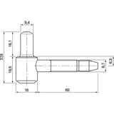 Lower door hinge part 30-16-M04 (1.1610)