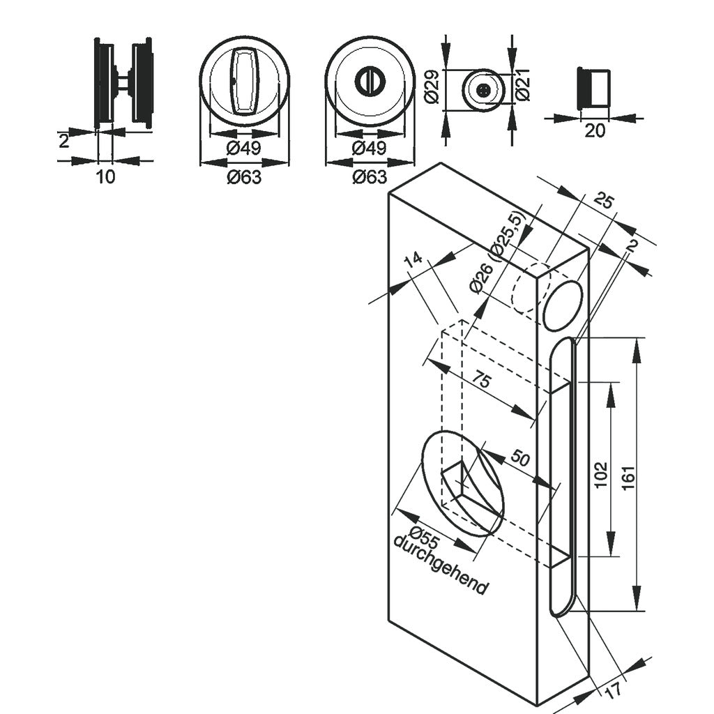 Rosette per porte scorrevoli - Set EPD 71